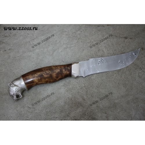Нож «Баскардия» Н27-Л, сталь контрастный дамаск (65Г-Х12МФ1), рукоять: никель, карельская береза, литьё